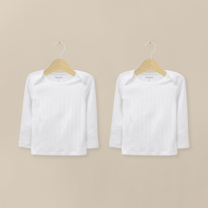 Pack 2 Camiseta Algodón Acanalada Blanco Bebé Unisex