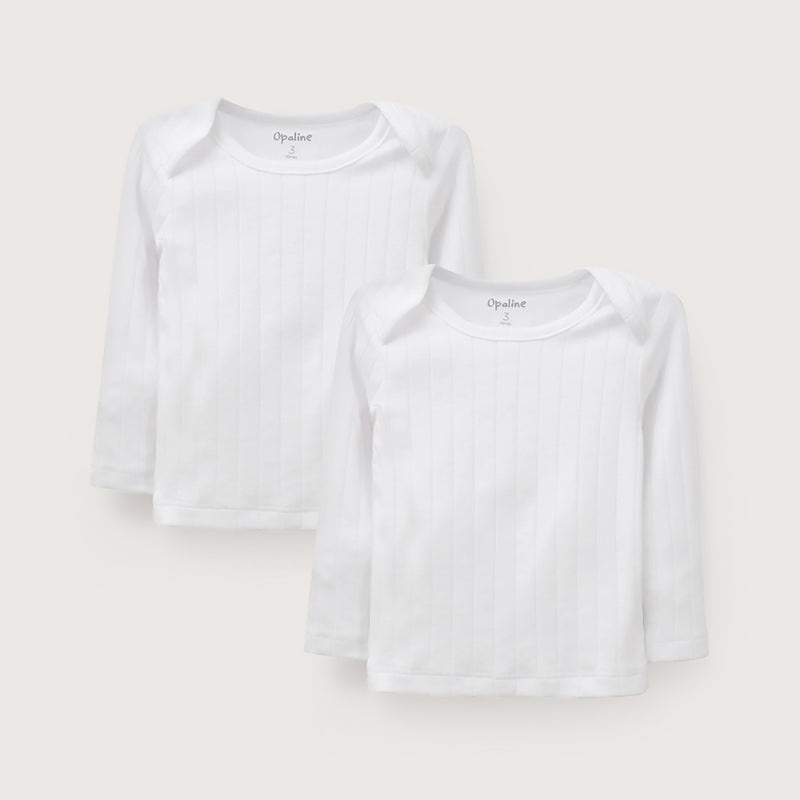 Pack 2 Camiseta Algodón Acanalada Blanco Bebé Unisex