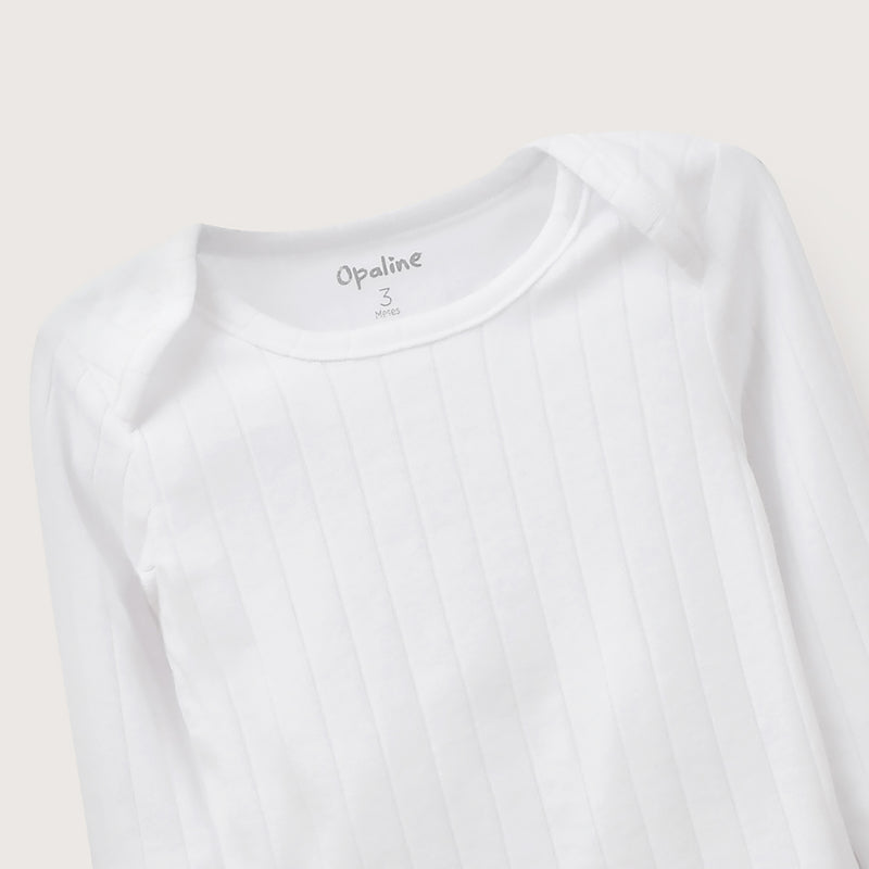 Pack 2 Camiseta Algodón Acanalada Blanco Bebé Unisex
