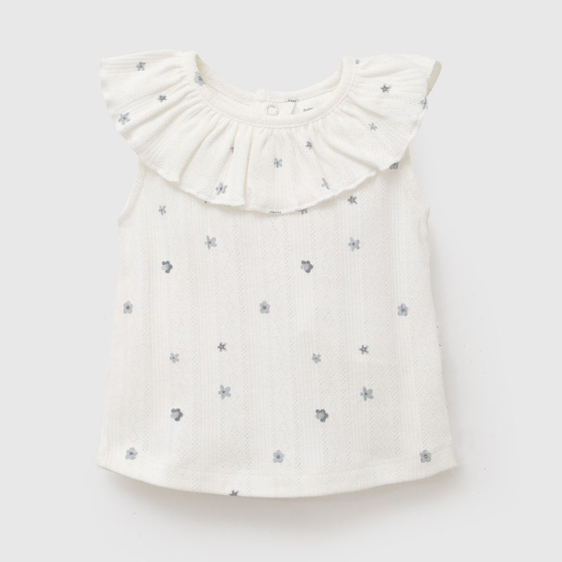 Conjunto flores rib niña crema RN a 6-9M