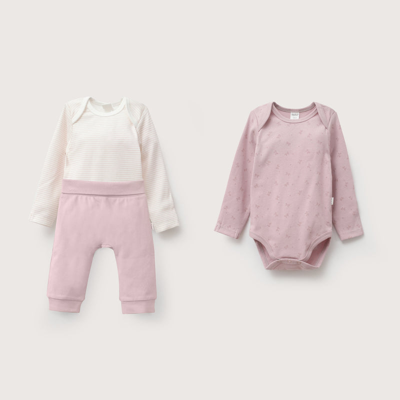 Conjunto Bodies + Pantalón Rosa Viejo Bebé Niña