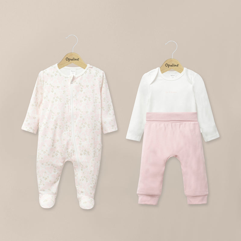 Conjunto 3 Piezas Rosado Claro Bebé Niña