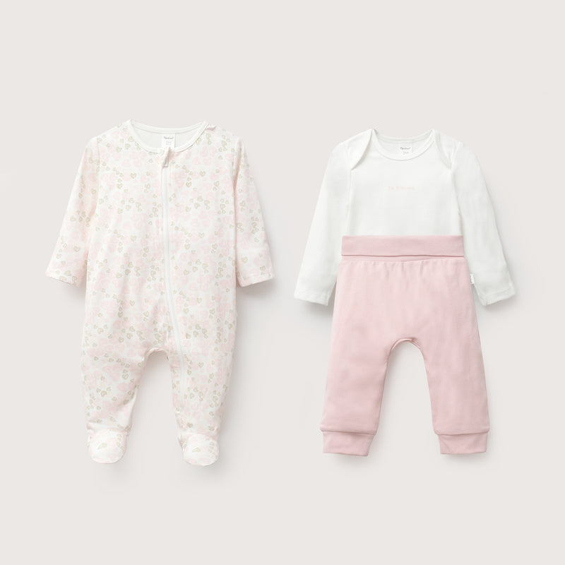 Conjunto 3 Piezas Rosado Claro Bebé Niña