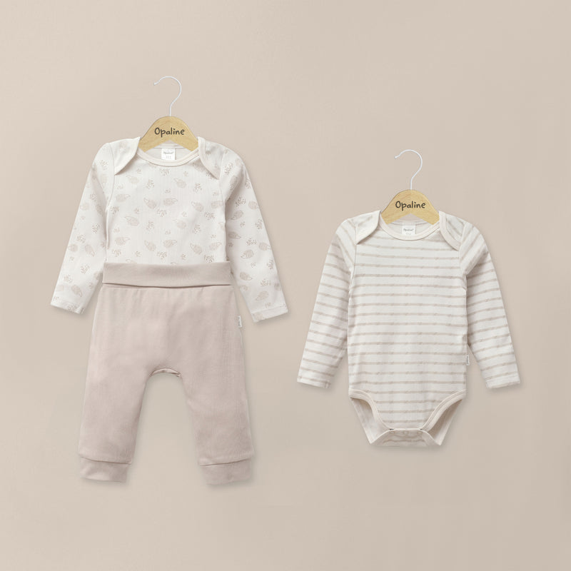 Conjunto Bodies + Pantalón Beige Bebé Unisex