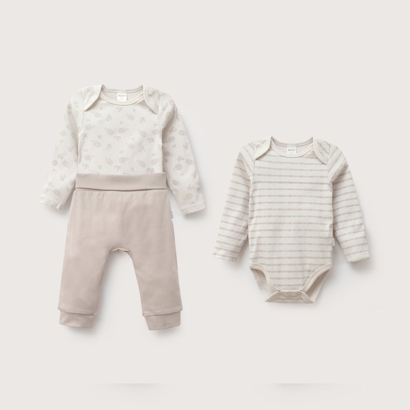 Conjunto Bodies + Pantalón Beige Bebé Unisex