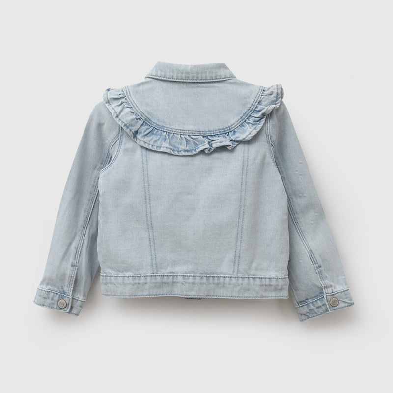 Chaqueta jeans vuelos niña celeste 6-9M a 4-5A