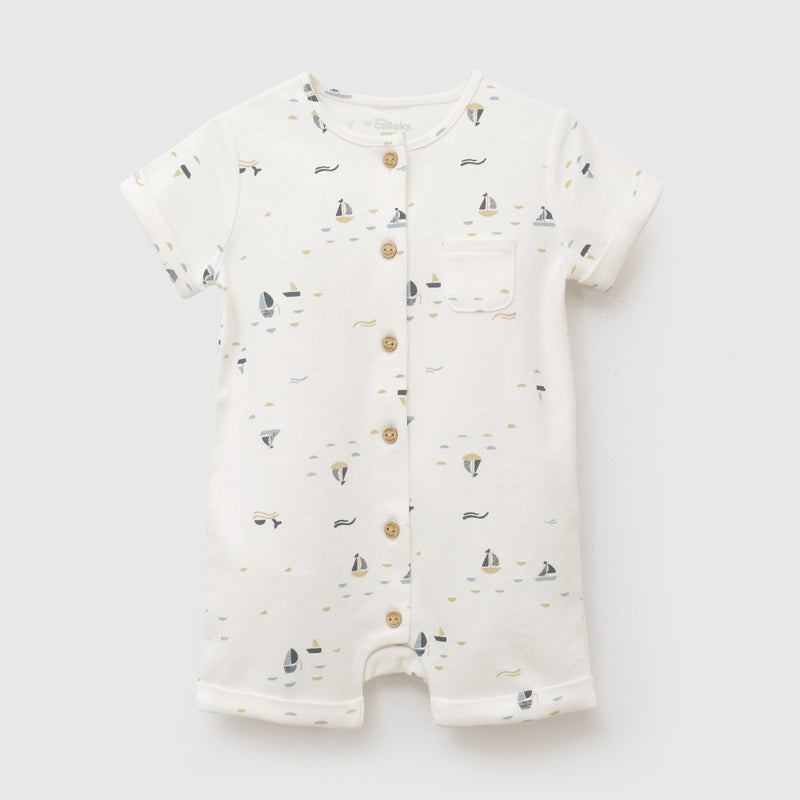 Entero navy algodón niño crema 0-3M a 9-12M