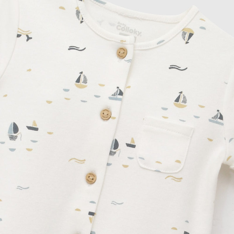 Entero navy algodón niño crema 0-3M a 9-12M