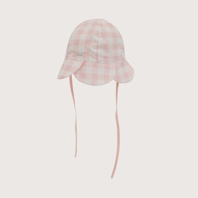 Gorro Con Amarras Vichy Rosado Infant Niña
