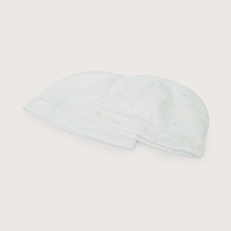 Pack 2 Gorro Algodón Ajuar Rosado Bebé Niña