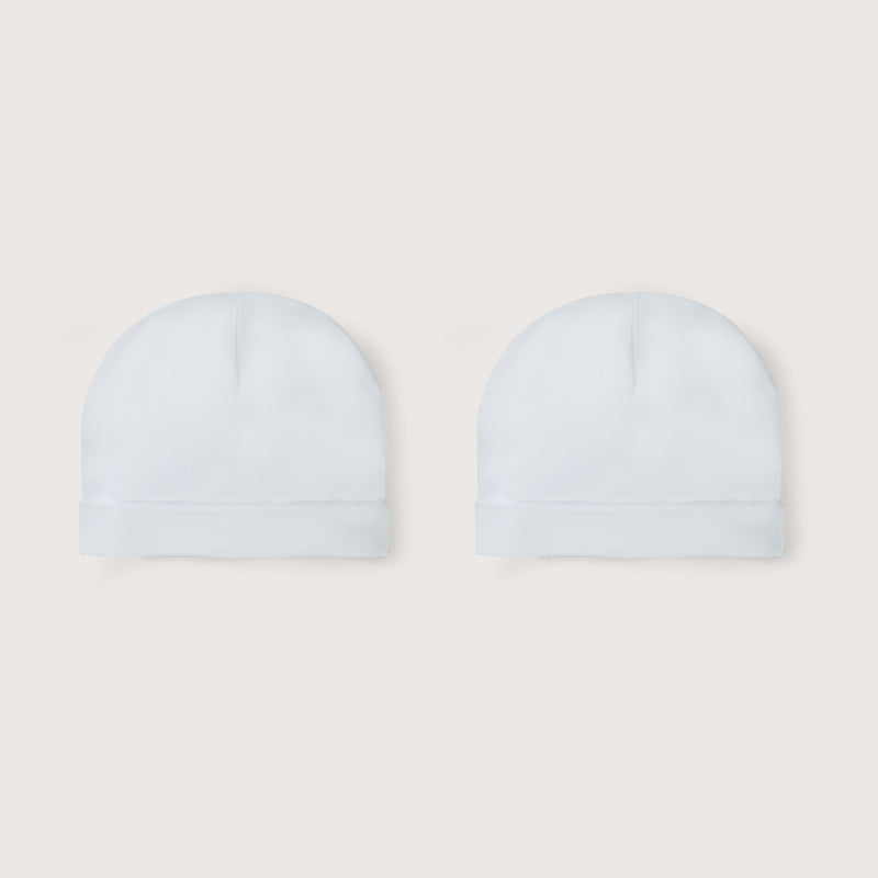Pack 2 Gorro Algodón Ajuar Blanco Bebé Unisex