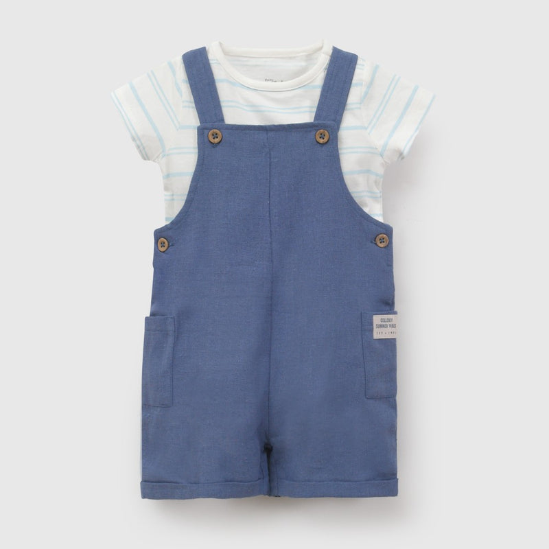 Conjunto jardinera body rayas niño denim 6-9M a 4-5A