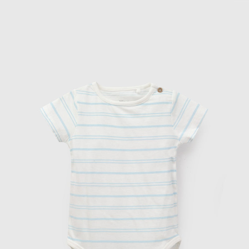 Conjunto jardinera body rayas niño denim 6-9M a 4-5A