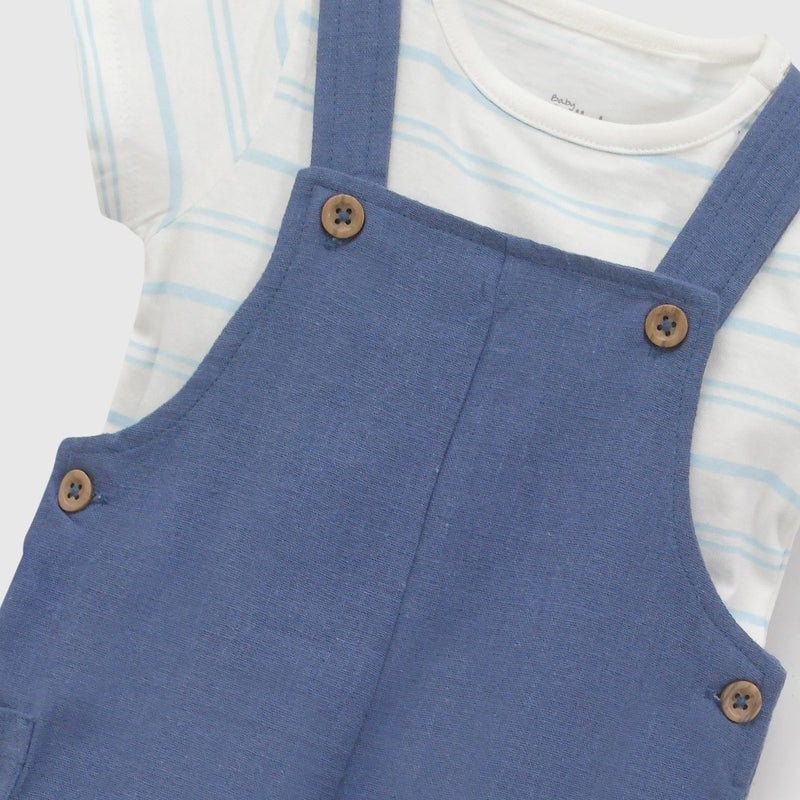 Conjunto jardinera body rayas niño denim 6-9M a 4-5A