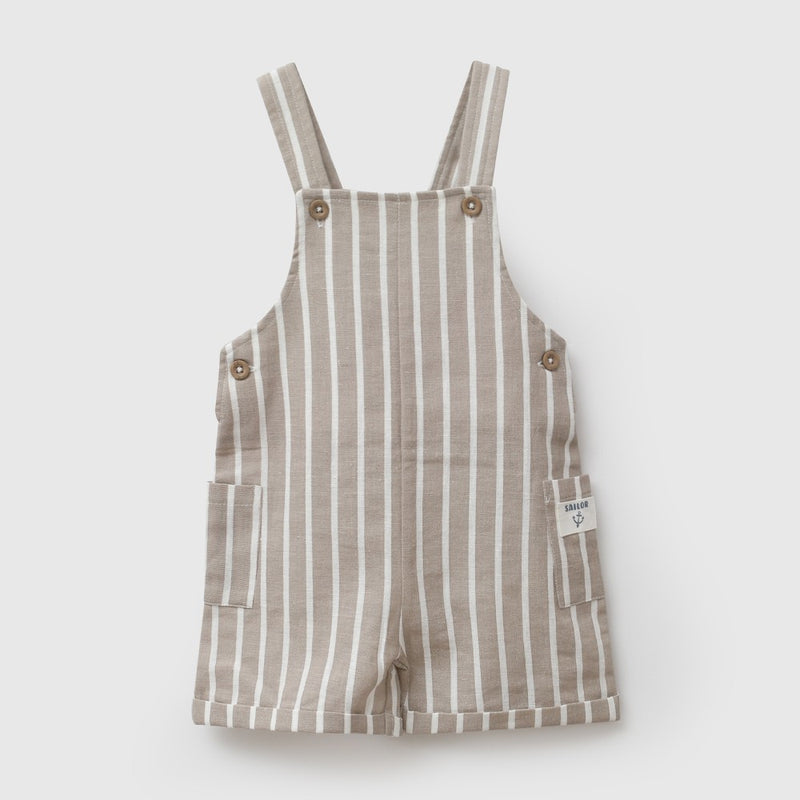 Conjunto jardinera body rayas niño blanco 6-9M a 4-5A