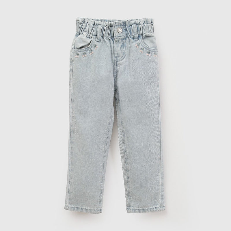 Jeans mezclilla estrellas niña celeste 6-9M a 4-5A