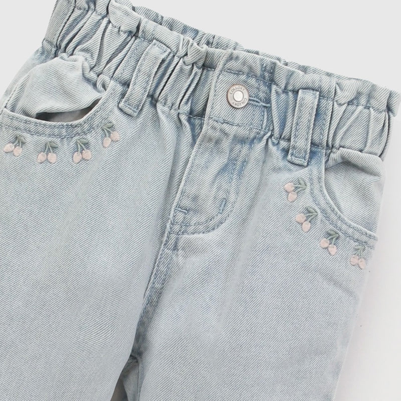 Jeans mezclilla estrellas niña celeste 6-9M a 4-5A