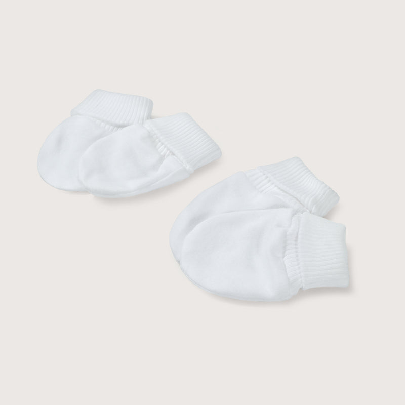 Pack 2 Mitones Algodón Blanco Bebé Unisex