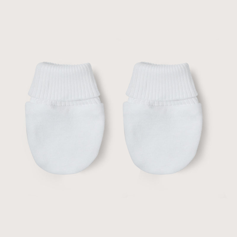 Pack 2 Mitones Algodón Blanco Bebé Unisex
