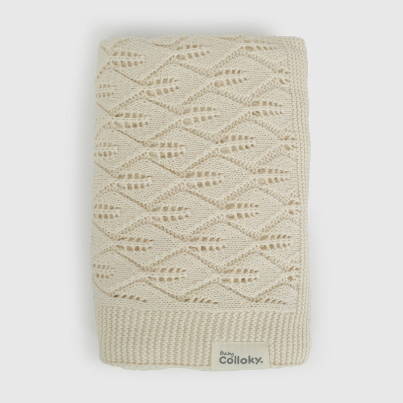 Manta Tejido Calado Beige de Bebé de New born talla Única