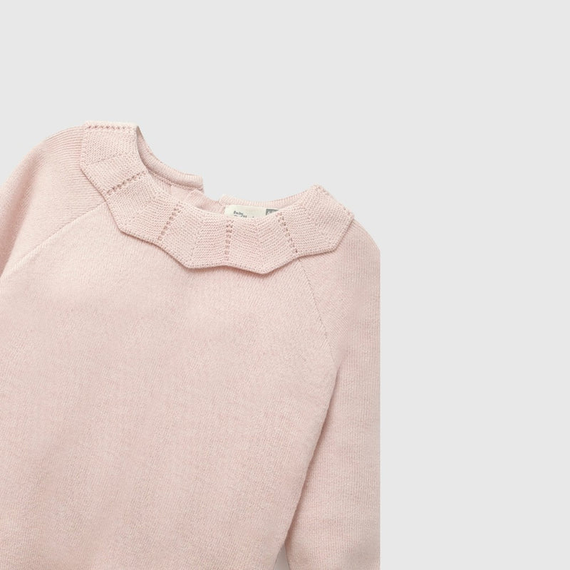 Conjunto tejido niña rosa viejo RN a 6-9M