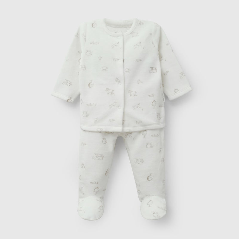 Conjunto farm plush niño crema RN a 6-9M