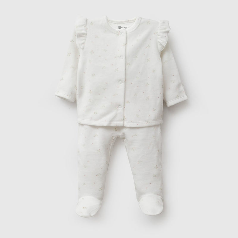Conjunto flores plush niña crema RN a 6-9M