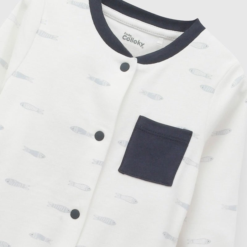 Oso navy algodón niño crema RN a 6-9M