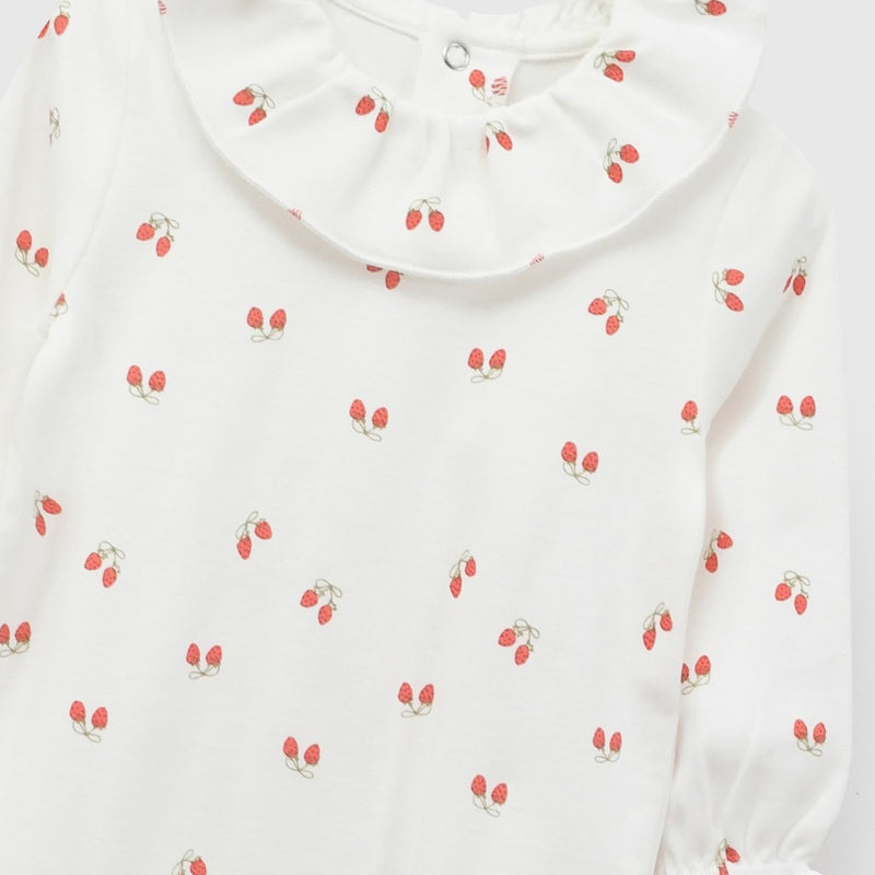 Oso frutillas algodón niña crema RN a 6-9M