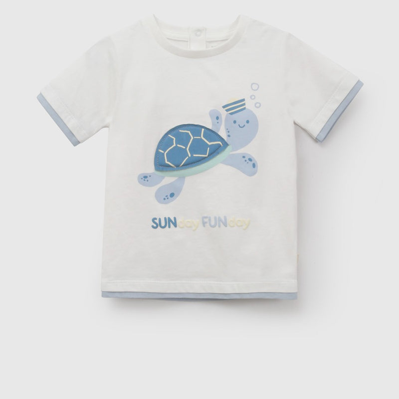 Polera tortuga niño blanco 6-9M a 4-5A