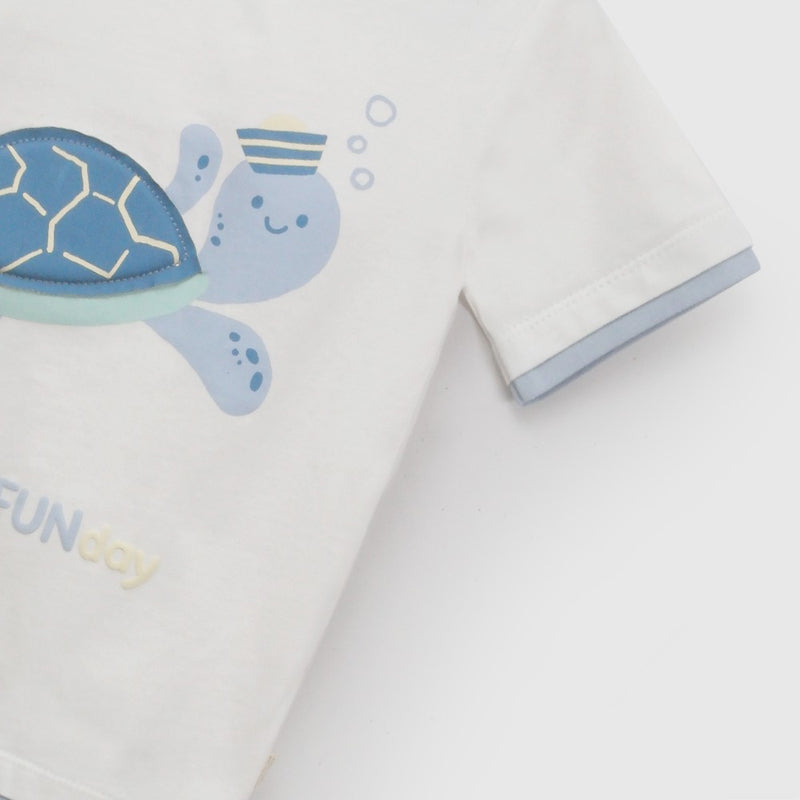 Polera tortuga niño blanco 6-9M a 4-5A