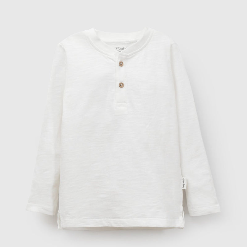 Polera botones niño blanco 6-9M a 4-5A