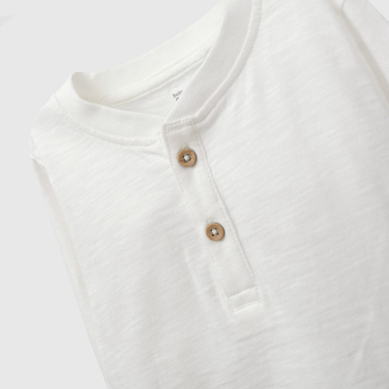 Polera botones niño blanco 6-9M a 4-5A