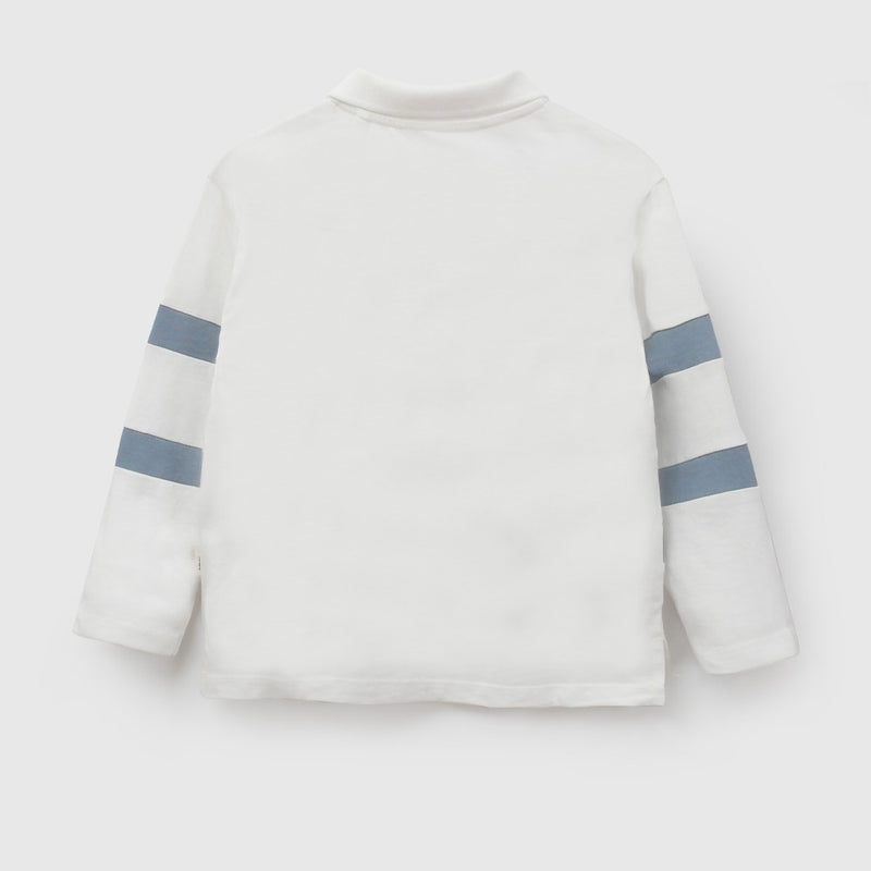 Polera polo rayas niño blanco 6-9M a 4-5A