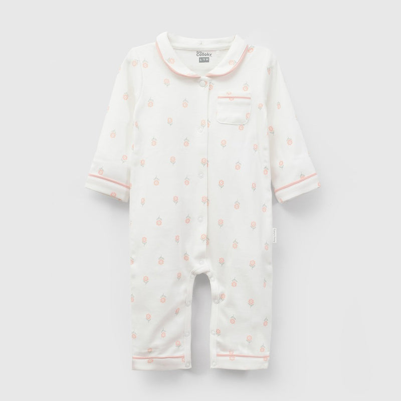 Pijama algodón largo maxi beige bebé niña  0/3M a 18/24M