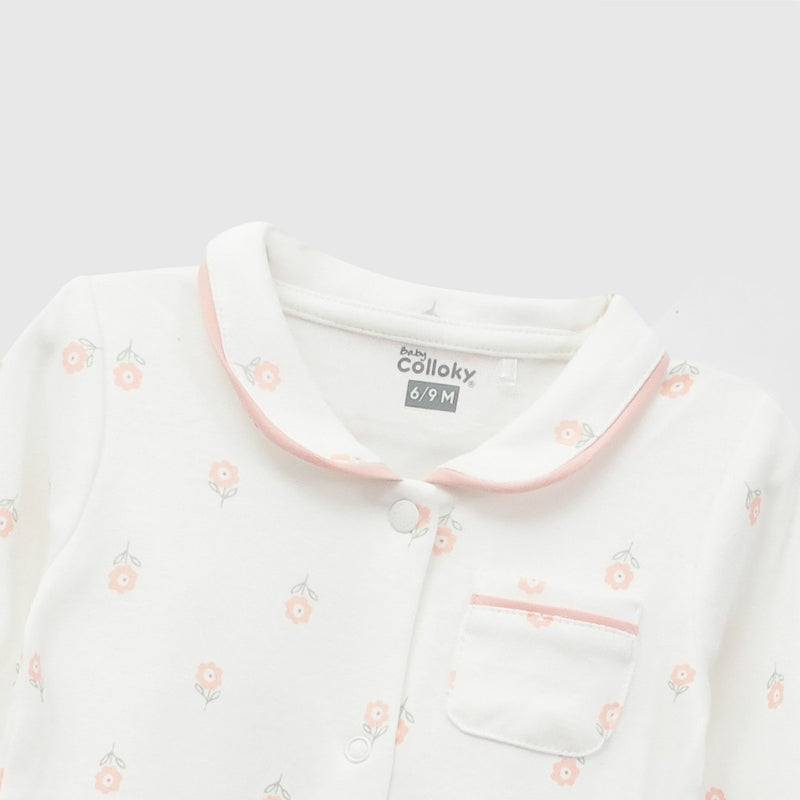 Pijama algodón largo maxi beige bebé niña  0/3M a 18/24M