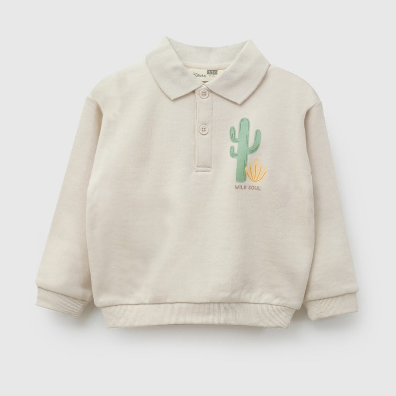 Poleron polo cactus niño beige 6-9M a 4-5A