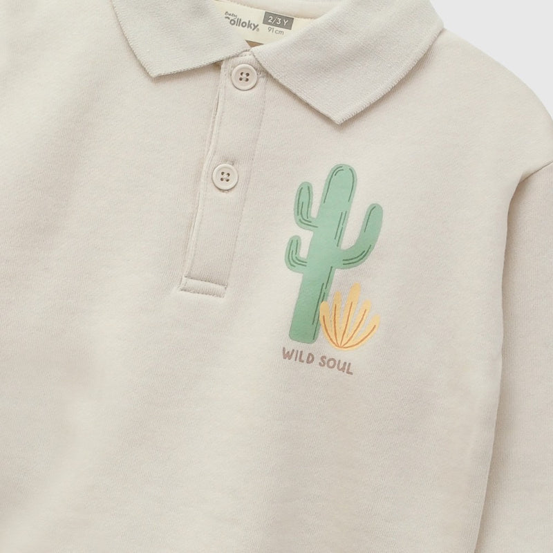 Poleron polo cactus niño beige 6-9M a 4-5A