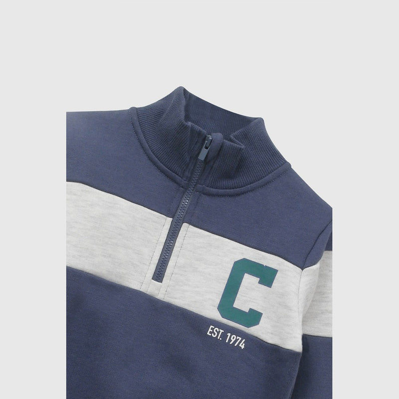 Poleron varsity niño azul 6-9M a 4-5A