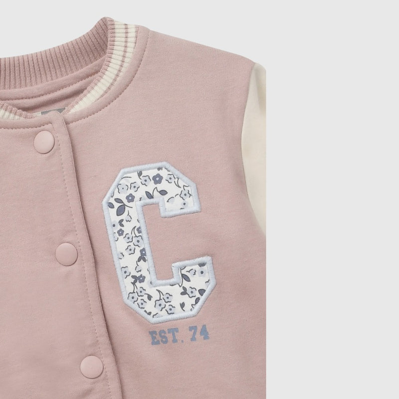 Poleron bomber niña rosa viejo 6-9M a 4-5A