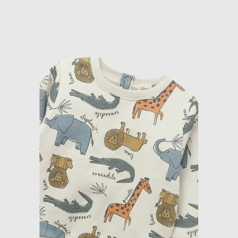 Poleron animales niño beige 6-9M a 4-5A