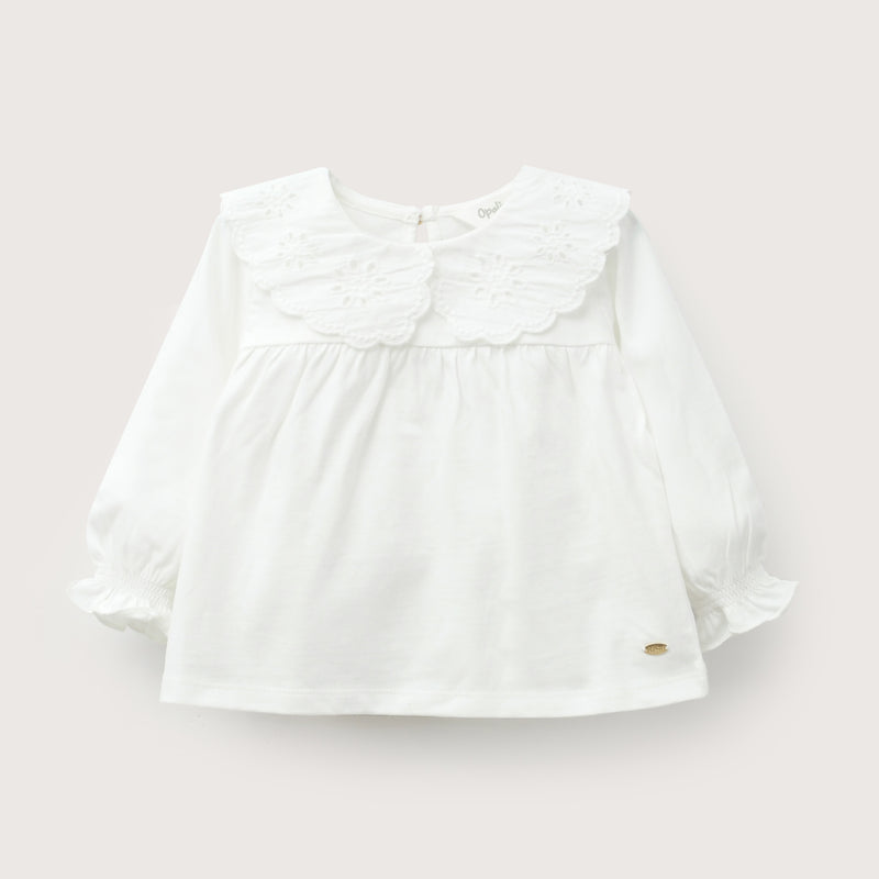 Polera Cuello Bobo Blanca Infant Niña