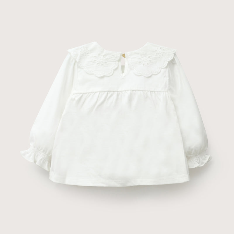 Polera Cuello Bobo Blanca Infant Niña