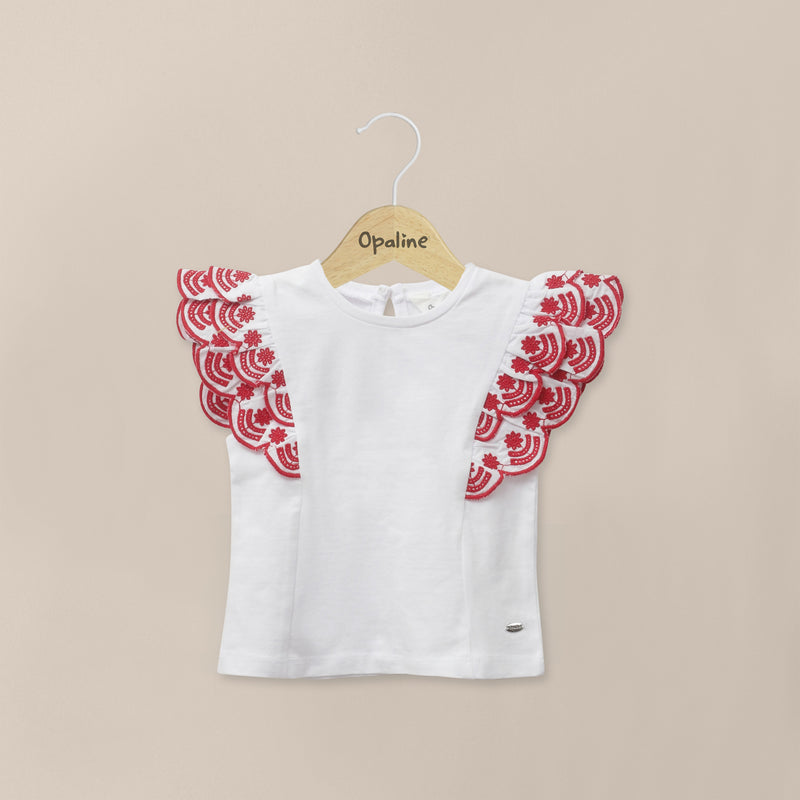 Polera Manga Vuelos Blanca Infant Niña