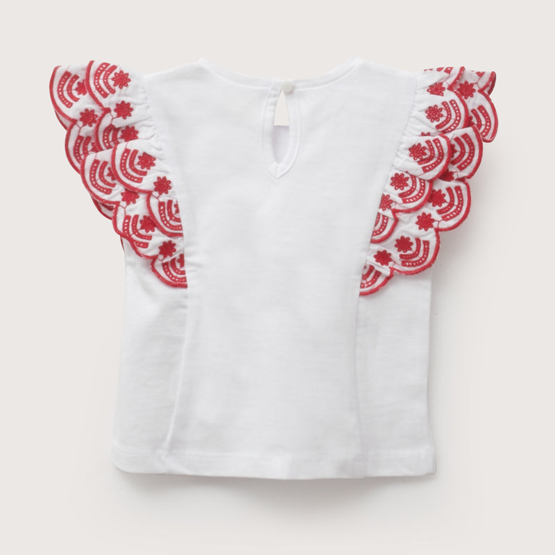 Polera Manga Vuelos Blanca Infant Niña