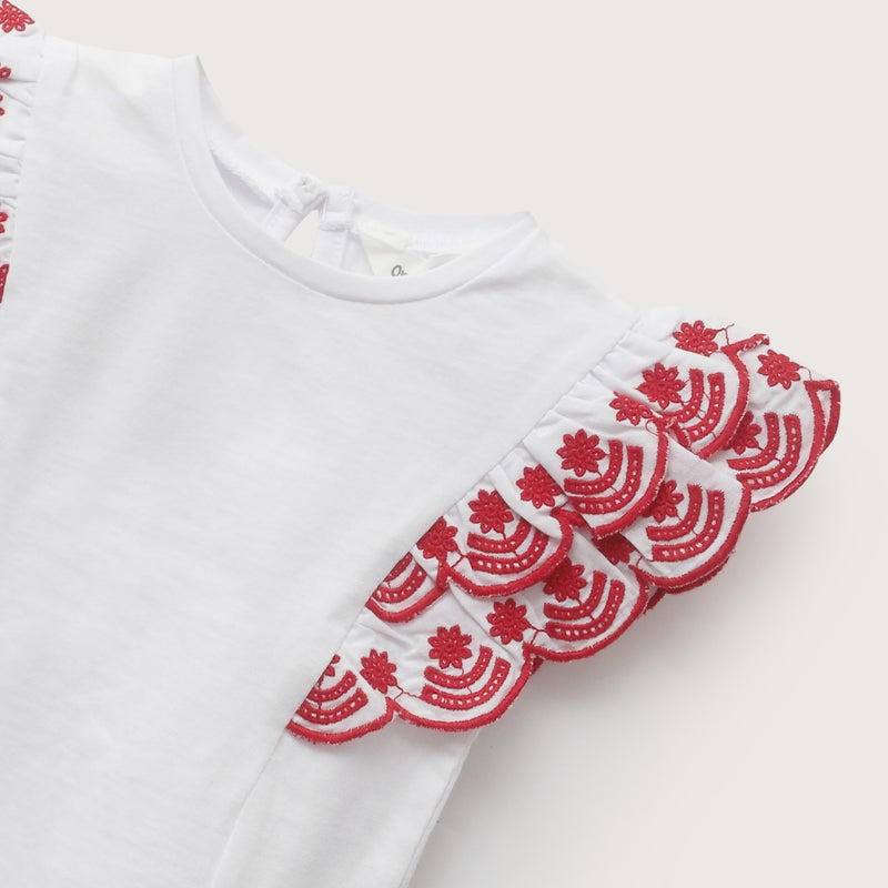Polera Manga Vuelos Blanca Infant Niña