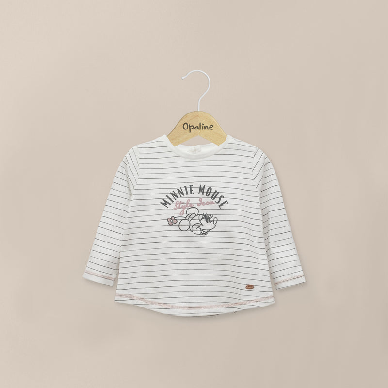 Polera Manga Larga Blanca Disney Infant Niña
