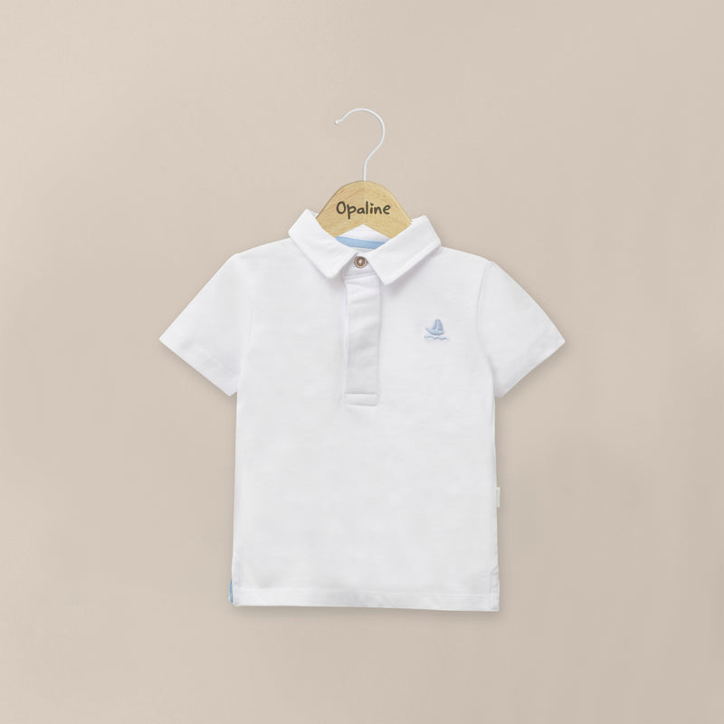 Polera Cuello Camisero Blanca Infant Niño