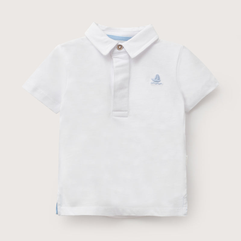 Polera Cuello Camisero Blanca Infant Niño