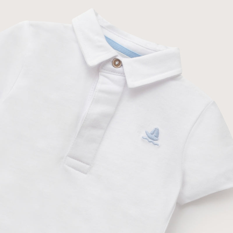 Polera Cuello Camisero Blanca Infant Niño